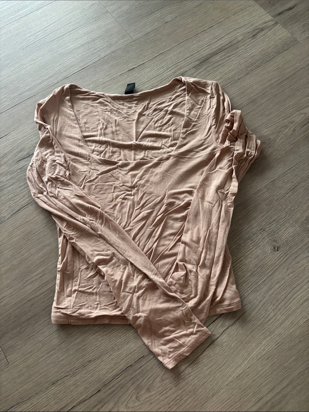Windsor Long Sleeve Scoop Neck Top - Dusty Peach